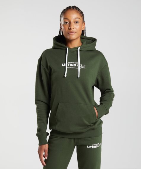 Women's Gymshark Social Club Oversized Hoodie Olive | NZ 3JCTHR